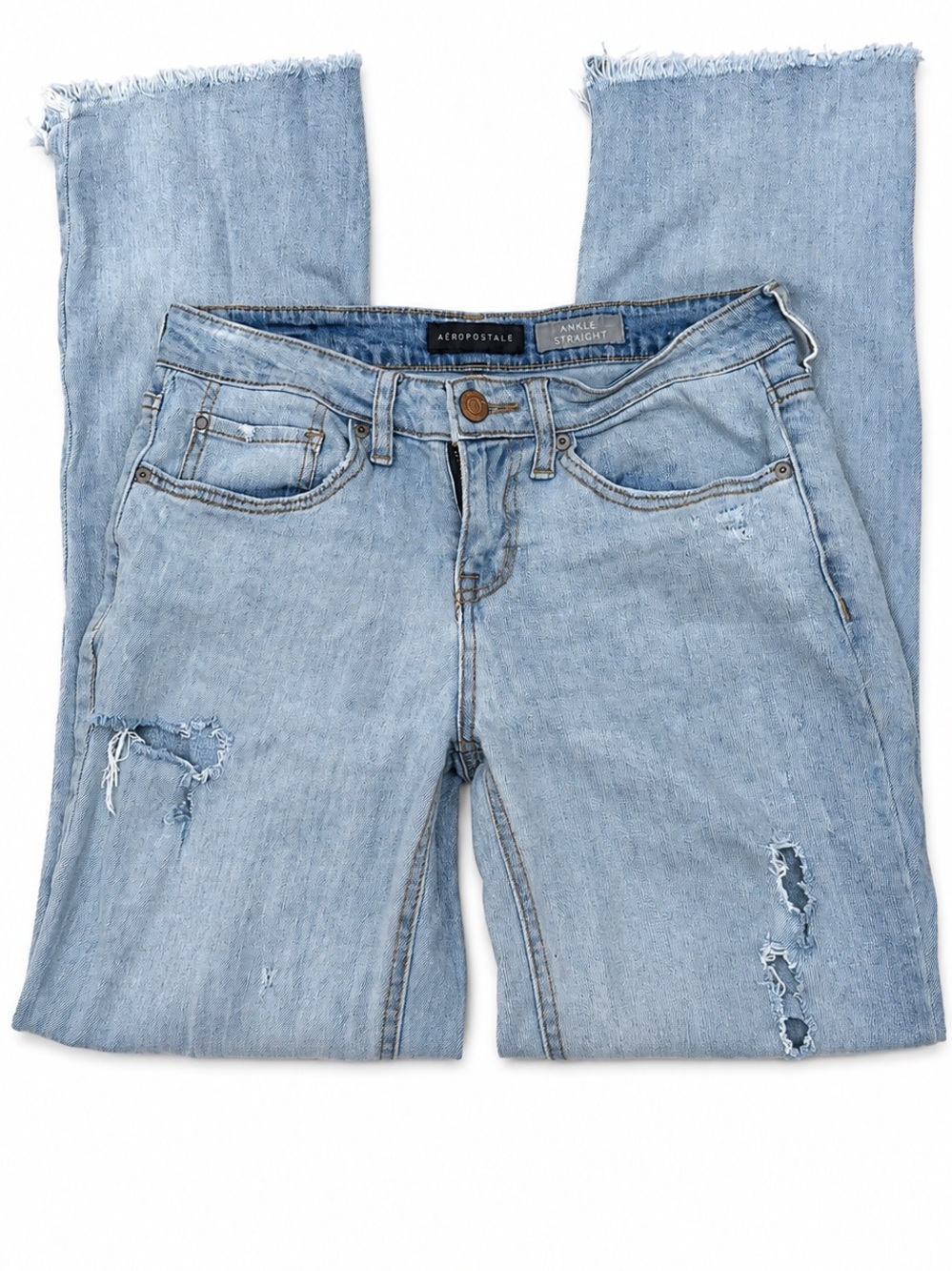 Aeropostale Light Wash Distressed Ankle Jeans Size 4